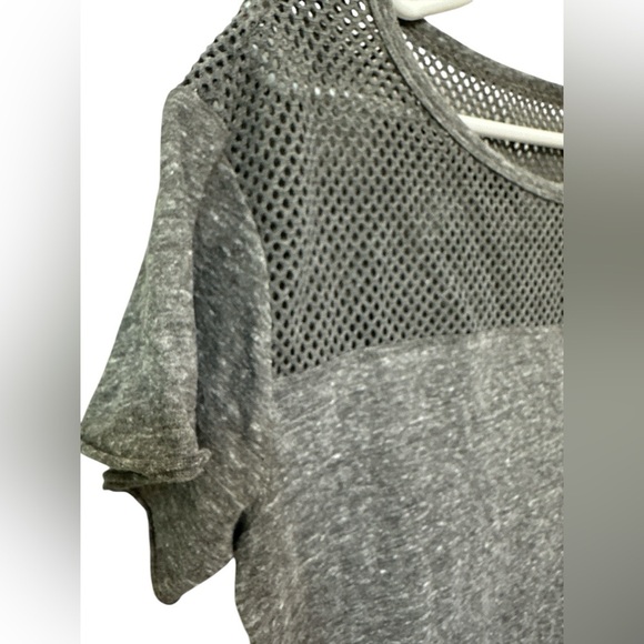 Free People Movement gray short sleeve partial mesh tee shirt - Picture 3 of 6